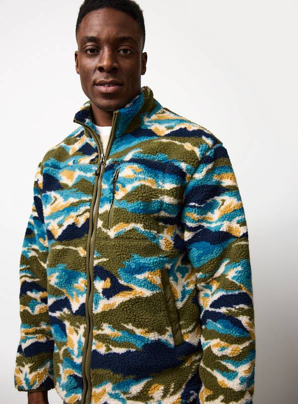 Green Mountain Print Borg Fleece M